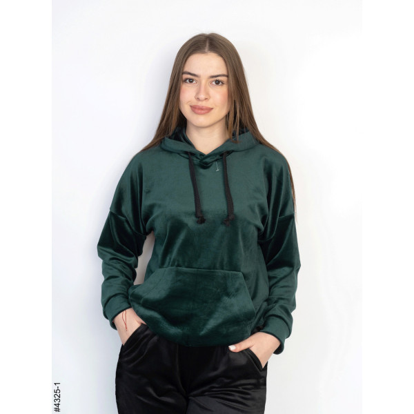 4325-1 Худі жіночий велюр напівбатал (розмір 52-54 | універсальний)
