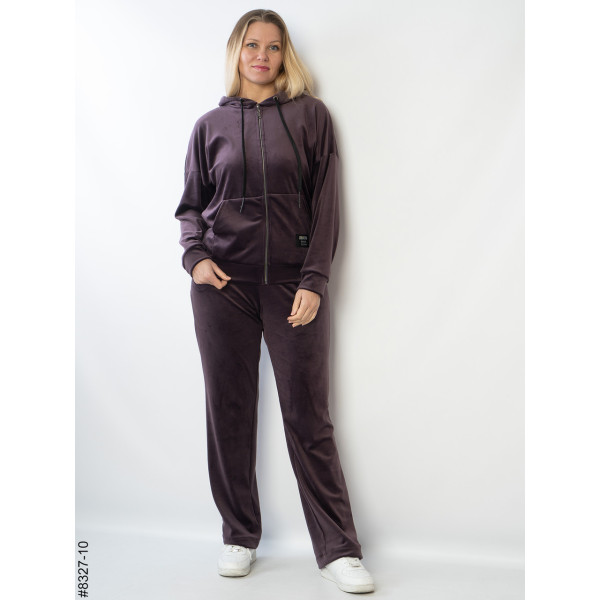 8327-10 Спортивний костюм жіночий на блискавці велюр напівбатал (4 од: 48,50,52,54)