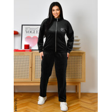 4470-31 Спортивний костюм жіночий велюр на блискавці напівбатал (3 од: 48,50,52)