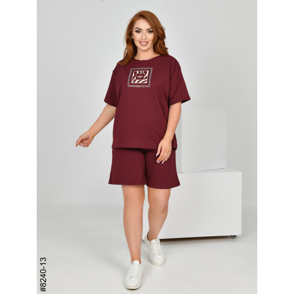 8240-13 Спортивний костюм жіночий турецька двонитка напівбатал (3 од: 48,50,52)