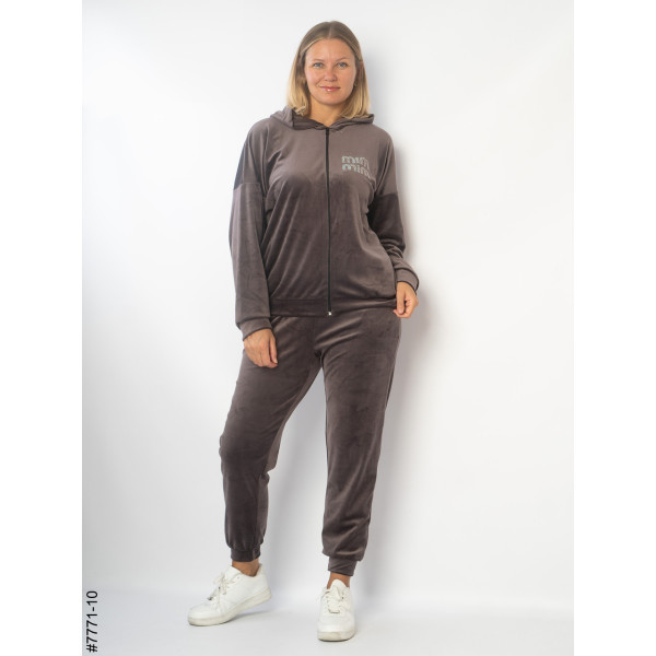 7771-10 Спортивний костюм жіночий велюр напівбатал (3 од: 48,50,52)