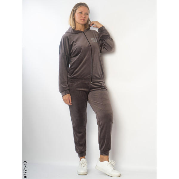 7771-10 Спортивний костюм жіночий велюр напівбатал (3 од: 48,50,52)