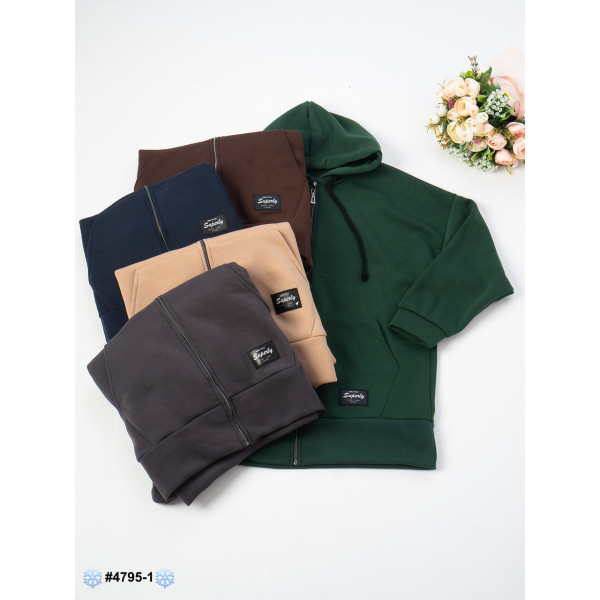 4795-1 Худі на блискавці жіночий тринитка на флісі напівбатал (5 од: розмір 48-50 | універсальний)