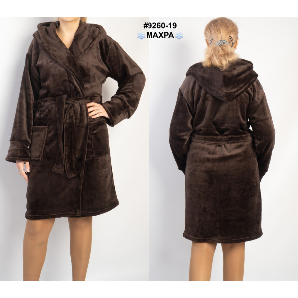 9260-19 Халат жіночий на запах махра напівбатал (3 од: 44-46,48-50,52-54)
