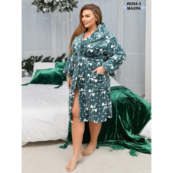 9264-3 Халат жіночий на запах махра напівбатал (3 од: 44-46,48-50,52-54)