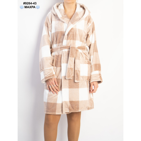 9264-43 Халат жіночий на запах махра напівбатал (3 од: 44-46,48-50,52-54)