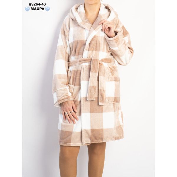 9264-43 Халат жіночий на запах махра напівбатал (3 од: 44-46,48-50,52-54)