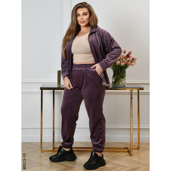 8513-10 Спортивний костюм жіночий на блискавці велюр батал (4 од: 56,58,60,62)