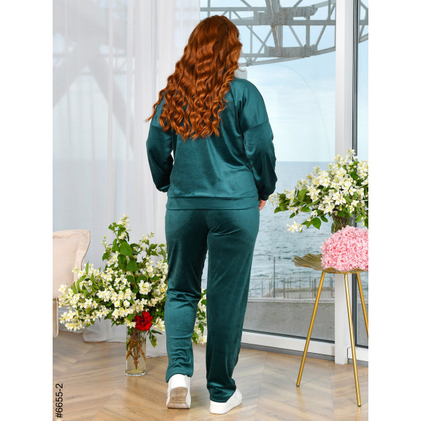 6655-2 Спортивний костюм жіночий на блискавці велюр напівбатал (3 од: 48,50,52)