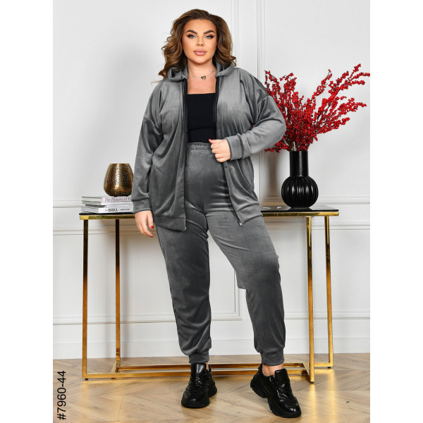 7960-44 Спортивний костюм жіночий на блискавці велюр супербатал (3 ед: 54-56,56-58,58-60)