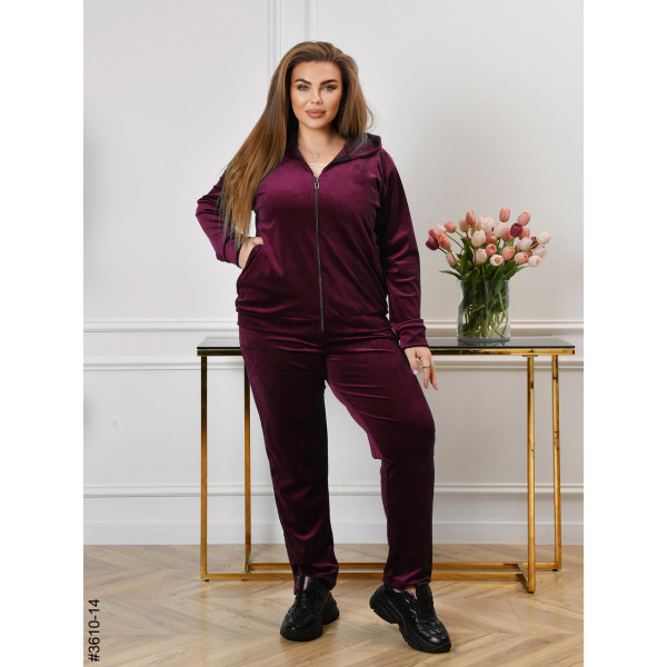 3610-14 Спортивний костюм жіночий на блискавці велюр батал (3 од: 54,56,58)