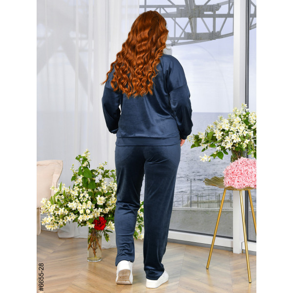 6655-28 Спортивний костюм жіночий на блискавці велюр напівбатал (3 од: 48,50,52)