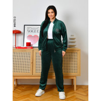 4470-3 Спортивний костюм жіночий велюр на блискавці напівбатал (3 од: 48,50,52)