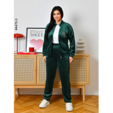 4470-3 Спортивний костюм жіночий велюр на блискавці напівбатал (3 од: 48,50,52)