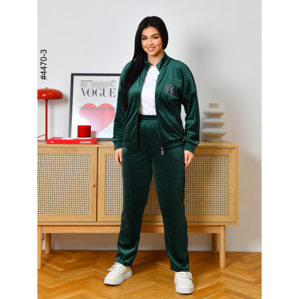 4470-3 Спортивний костюм жіночий велюр на блискавці напівбатал (3 од: 48,50,52)