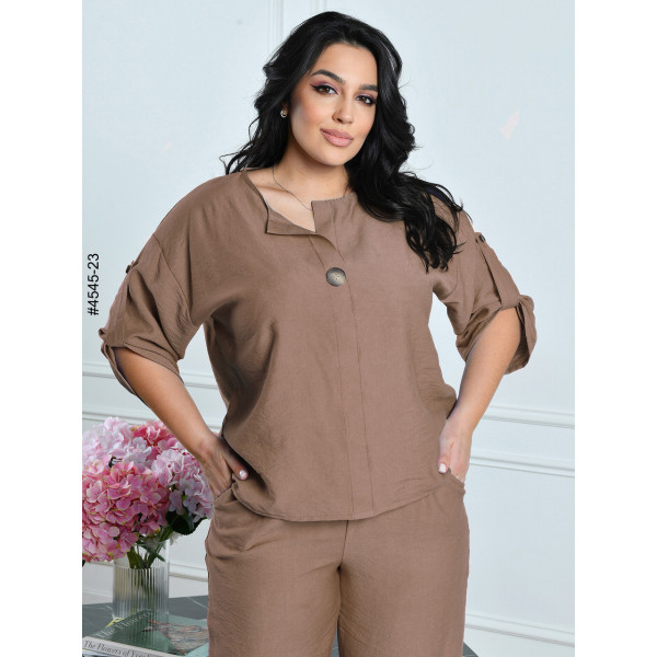 4545-23 Костюм жіночий льон жатка батал (4 од: 54,56,58,60)