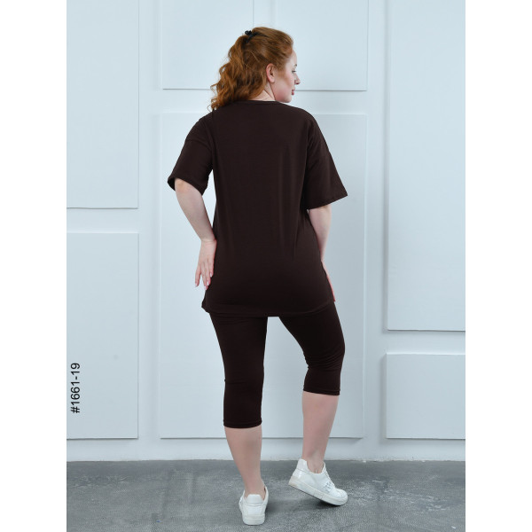 1661-19 Костюм жіночий футболка + бриджі кулір напівбатал (3 од:48,50,52)