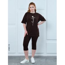 1661-19 Костюм жіночий футболка + бриджі кулір напівбатал (3 од:48,50,52)