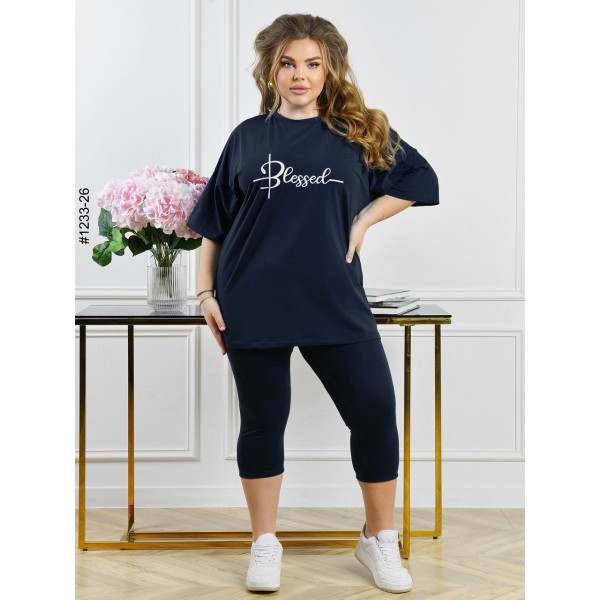 1233-26 Костюм жіночий футболка + бриджі кулір батал (3 од: 54,56,58)