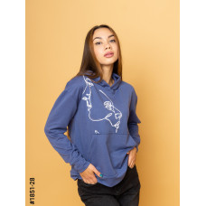 1851-28 Худі жіночі двунитка з принтом норма (3 од: S-M, M-L, L-XL)