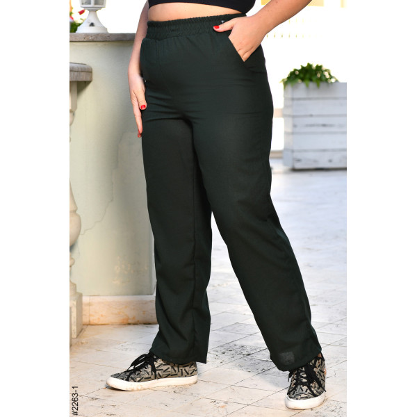 2263-1 Спортивні штани жіночі прямі льон батал (4 од: 52,54,56,58)