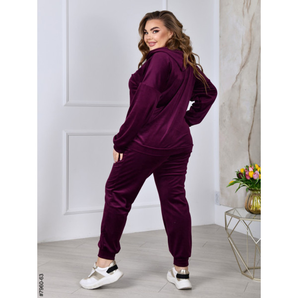 7960-63 Спортивний костюм жіночий на блискавці велюр супербатал (3 ед: 54-56,56-58,58-60)