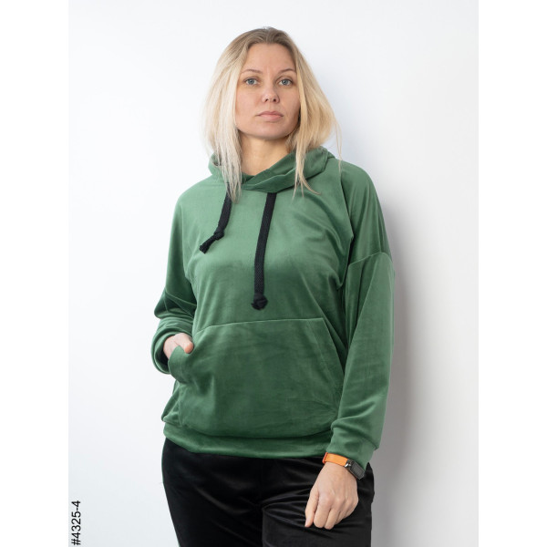 4325-4 Худі жіночий велюр напівбатал (розмір 52-54 | універсальний)