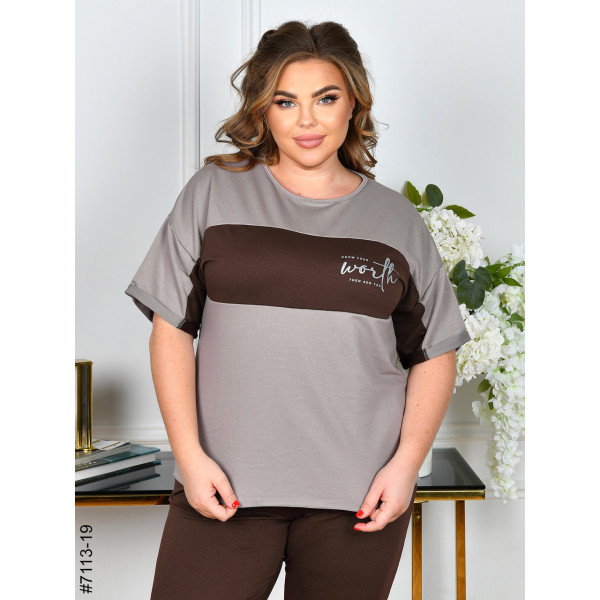 7113-19 Спортивний костюм жіночий двунитка батал (5 од: 52,54,56,58,60)