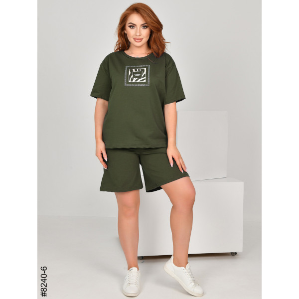 8240-6 Спортивний костюм жіночий турецька двонитка напівбатал (3 од: 48,50,52)