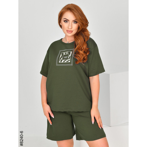 8240-6 Спортивний костюм жіночий турецька двонитка напівбатал (3 од: 48,50,52)