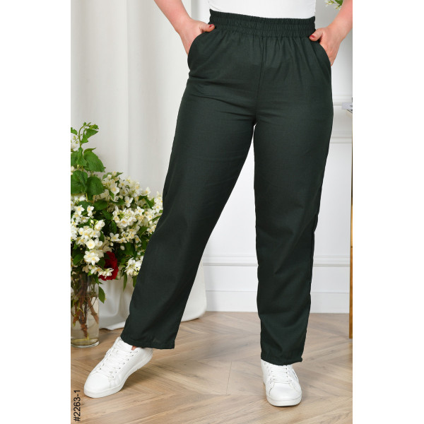 2263-1 Спортивні штани жіночі прямі льон батал (4 од: 52,54,56,58)