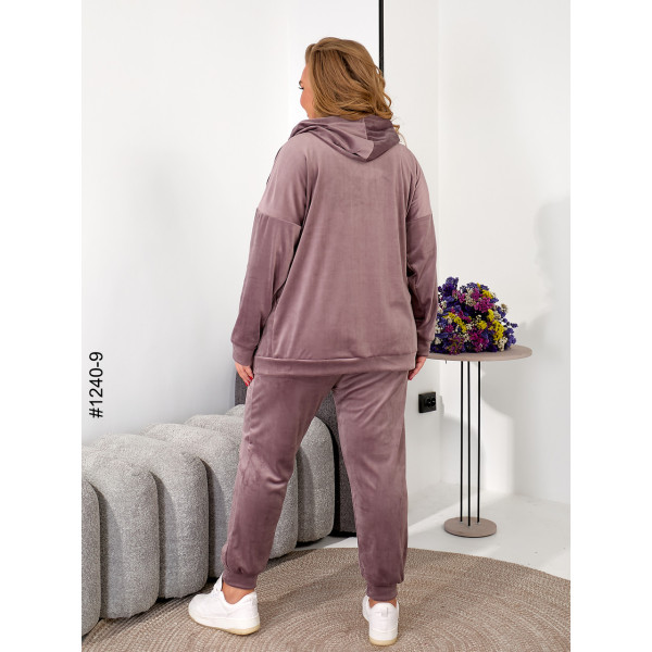 1240-9 Спортивний костюм жіночий на блискавці велюр супербатал (3 од: 54,56,58)