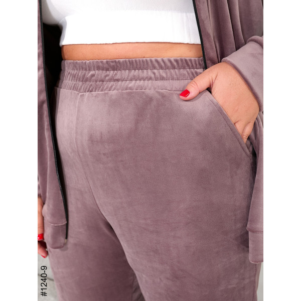 1240-9 Спортивний костюм жіночий на блискавці велюр супербатал (3 од: 54,56,58)