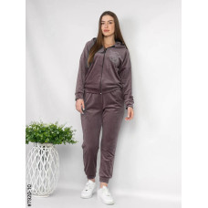 7920-10 Жіночий спортивний костюм велюр напівбатал (3 од.: 48,50,52)