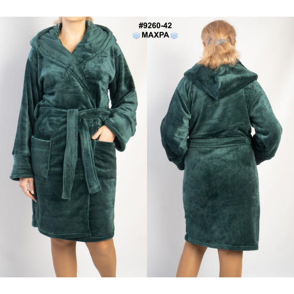 9260-42 Халат жіночий на запах махра напівбатал (3 од: 44-46,48-50,52-54)