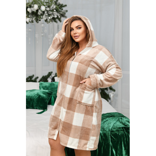 6534-43 Халат жіночий на блискавці з поясом махра напівбатал (3 од: 44-46,48-50,52-54)