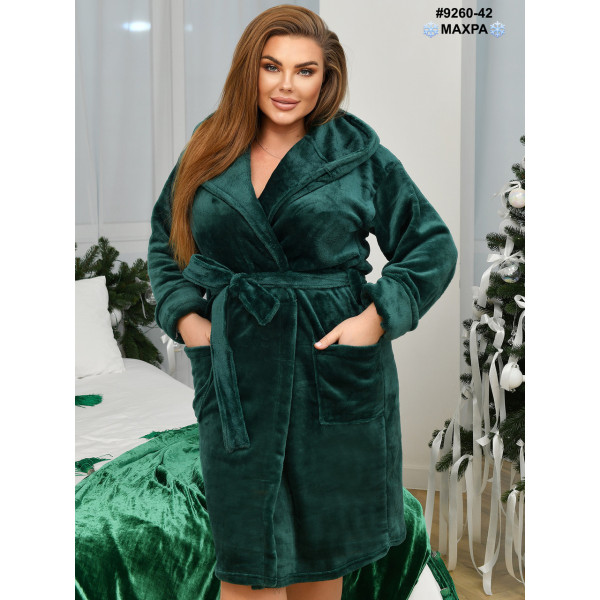9260-42 Халат жіночий на запах махра напівбатал (3 од: 44-46,48-50,52-54)