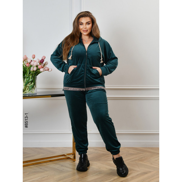 8513-1 Спортивний костюм жіночий на блискавці велюр батал (4 од: 56,58,60,62)