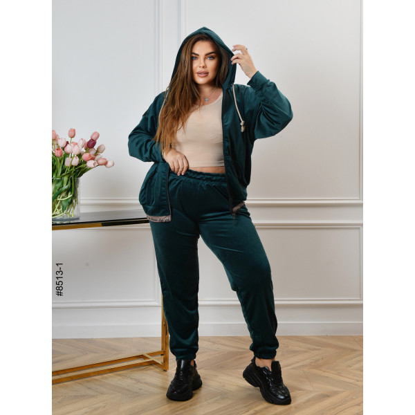 8513-1 Спортивний костюм жіночий на блискавці велюр батал (4 од: 56,58,60,62)