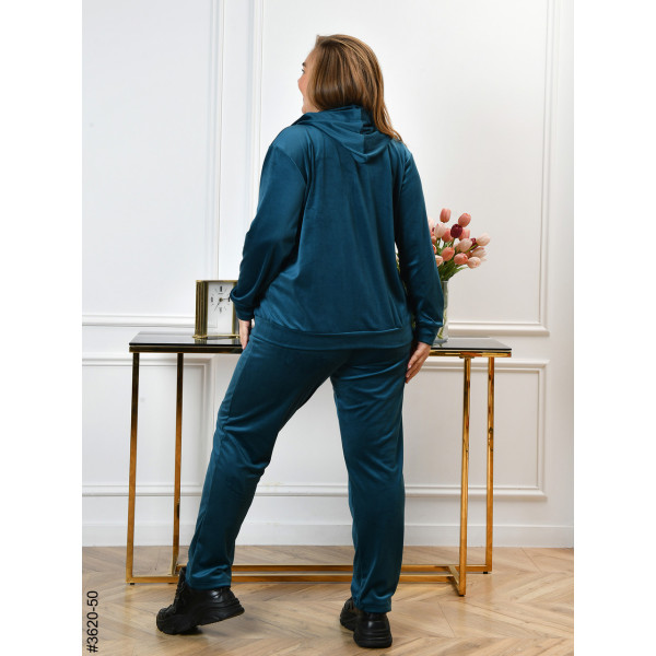 3620-50 Спортивний костюм жіночий на блискавці велюр батал (3 од: 54,56,58)