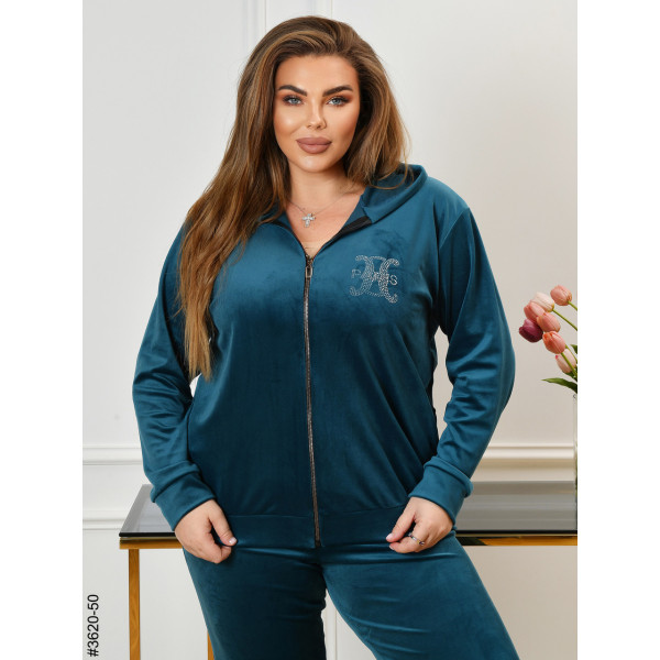 3620-50 Спортивний костюм жіночий на блискавці велюр батал (3 од: 54,56,58)