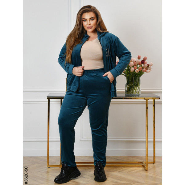 3620-50 Спортивний костюм жіночий на блискавці велюр батал (3 од: 54,56,58)