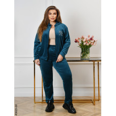 3620-50 Спортивний костюм жіночий на блискавці велюр батал (3 од: 54,56,58)