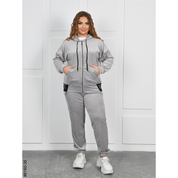 8160-35 Спортивний костюм жіночий на блискавці велюр супербатал (4 од: 54,56.58.60)