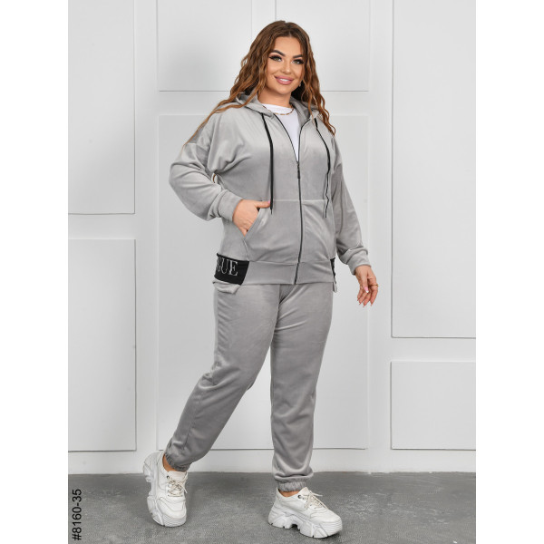 8160-35 Спортивний костюм жіночий на блискавці велюр супербатал (4 од: 54,56.58.60)