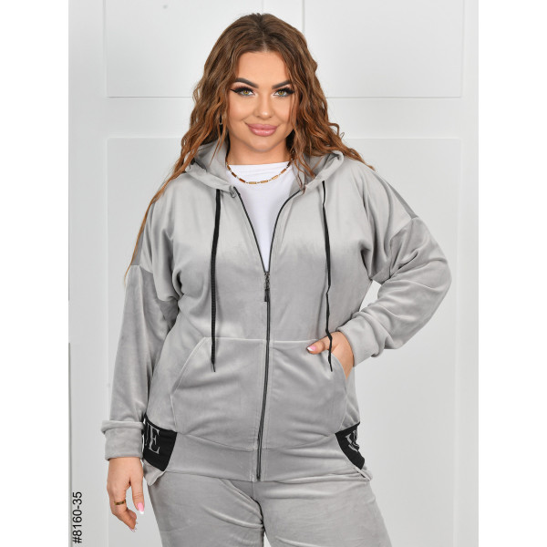 8160-35 Спортивний костюм жіночий на блискавці велюр супербатал (4 од: 54,56.58.60)