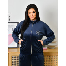 4470-28 Спортивний костюм жіночий велюр на блискавці напівбатал (3 од: 48,50,52)