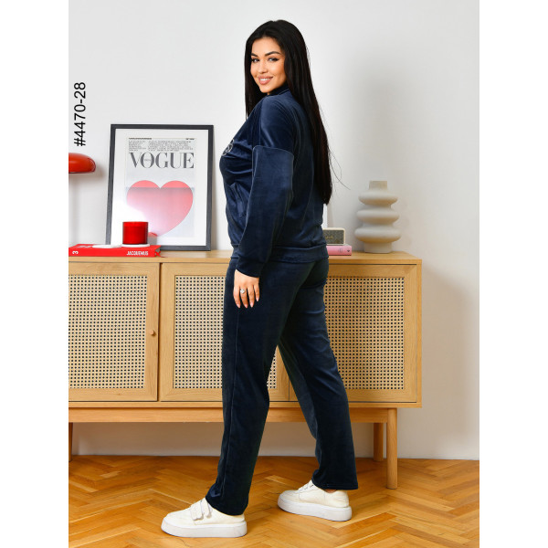 4470-28 Спортивний костюм жіночий велюр на блискавці напівбатал (3 од: 48,50,52)