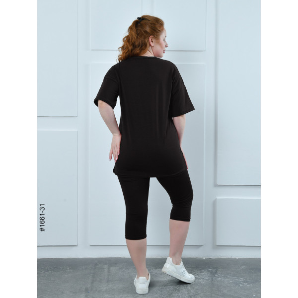 1661-31 Костюм жіночий футболка + бриджі кулір напівбатал (3 од:48,50,52)