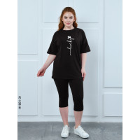 1661-31 Костюм жіночий футболка + бриджі кулір напівбатал (3 од:48,50,52)